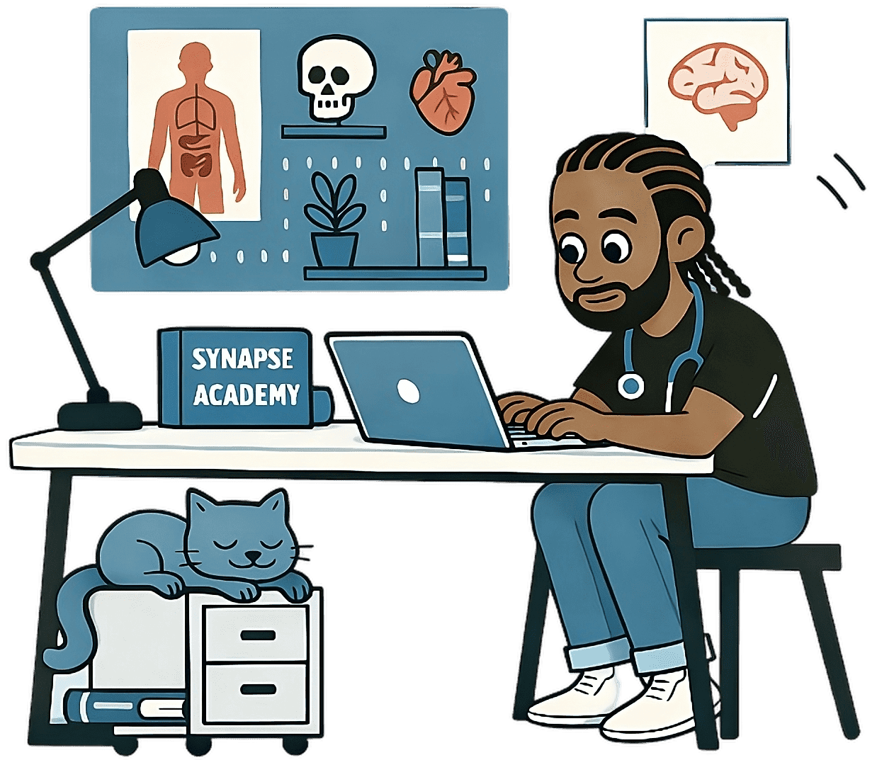 Medical student studying for the MLA
